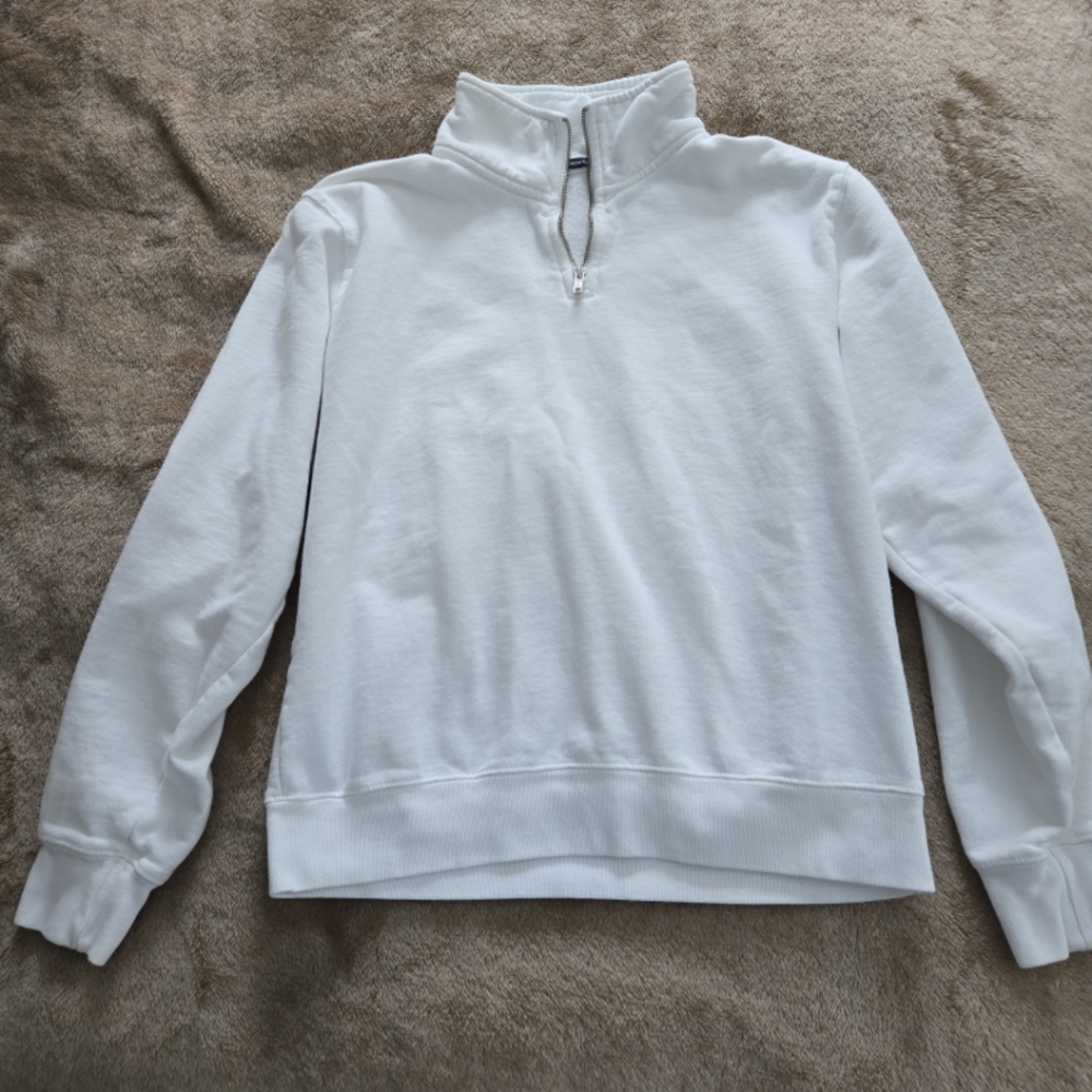 Brandy Melville White Quarter Zip Sweater